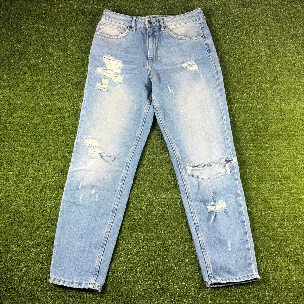 Forever 21 Distressed High Rise Straight Leg Jeans Light Wash Size 27 0677